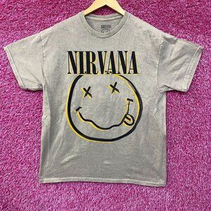 Nirvana Dead Eye Smiley Beige T-Shirt Large
